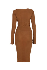 Brown ribbed bodycon dress - Maison BOGOMIL