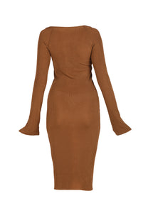 Brown ribbed bodycon dress - Maison BOGOMIL